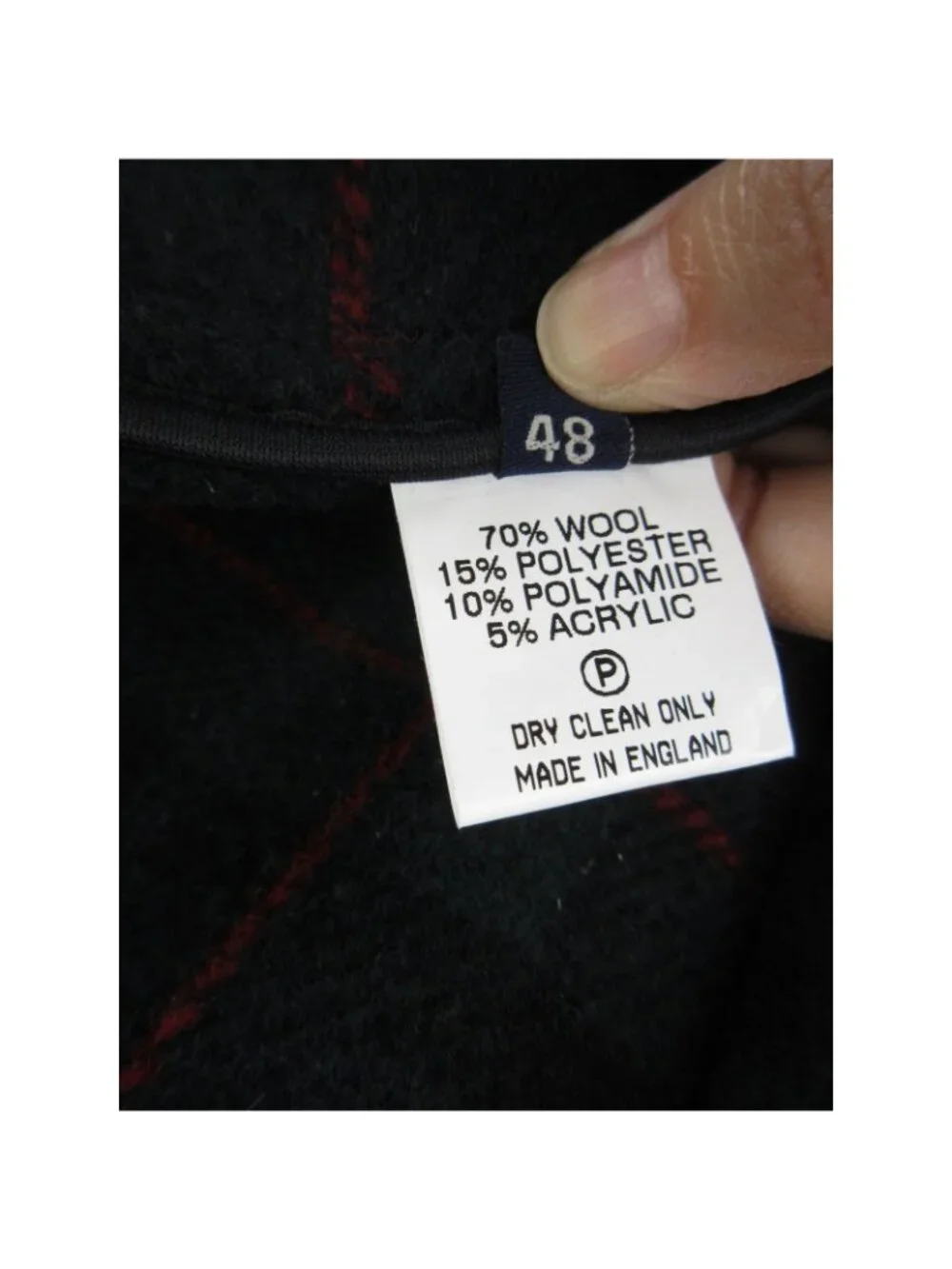 VINTAGE John Partridge Jacket 48 Navy Wool Blend Tartan Lined England